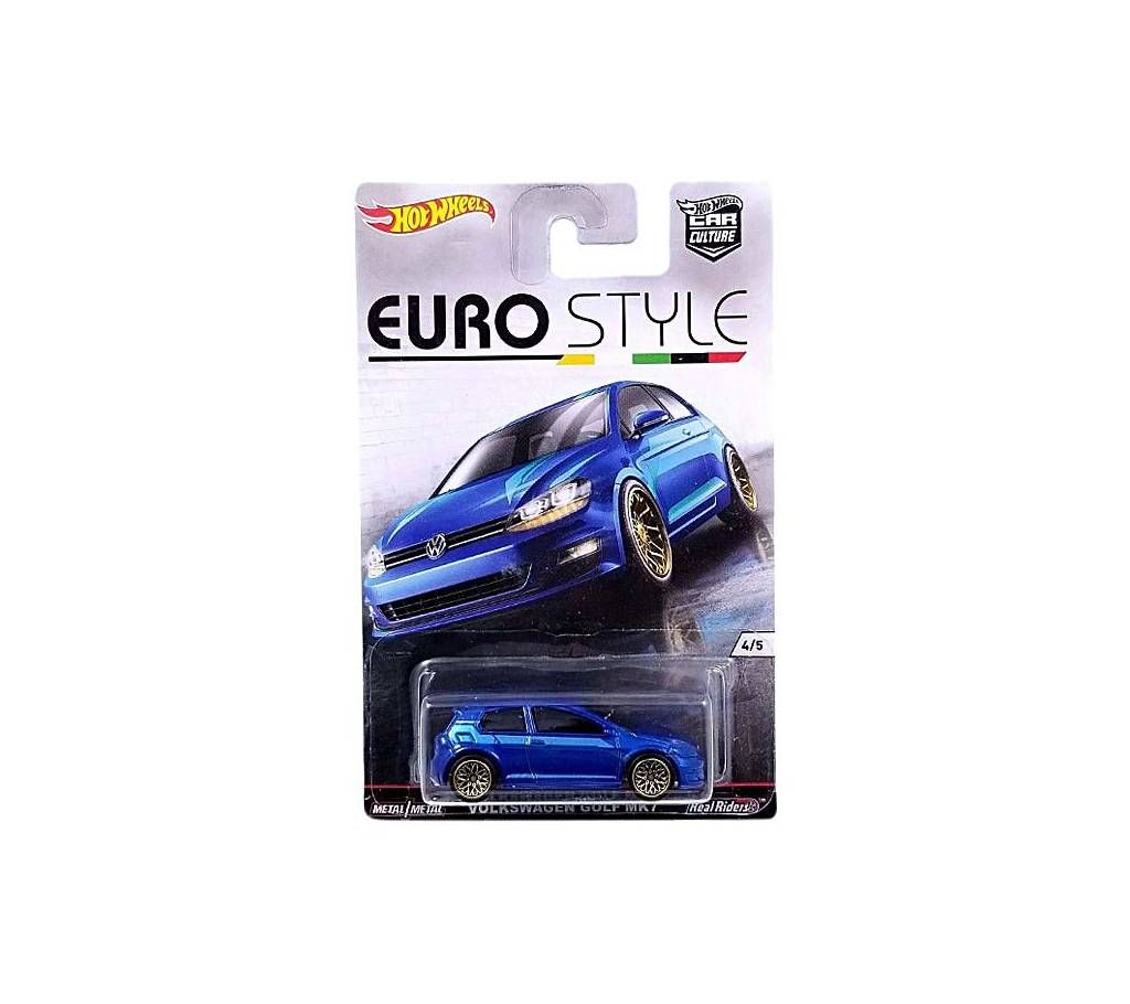 Hot Wheels Metal Euro Style Volkswagen Gold MK7 Toy Car - Blue