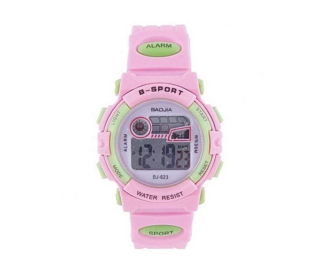 BJ-623 Light Pink Rubber Digital Watch for Girls