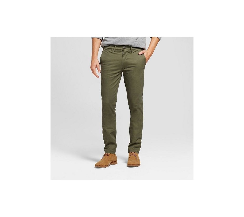 Army Olive Slim Fit Gabardine Pant 01