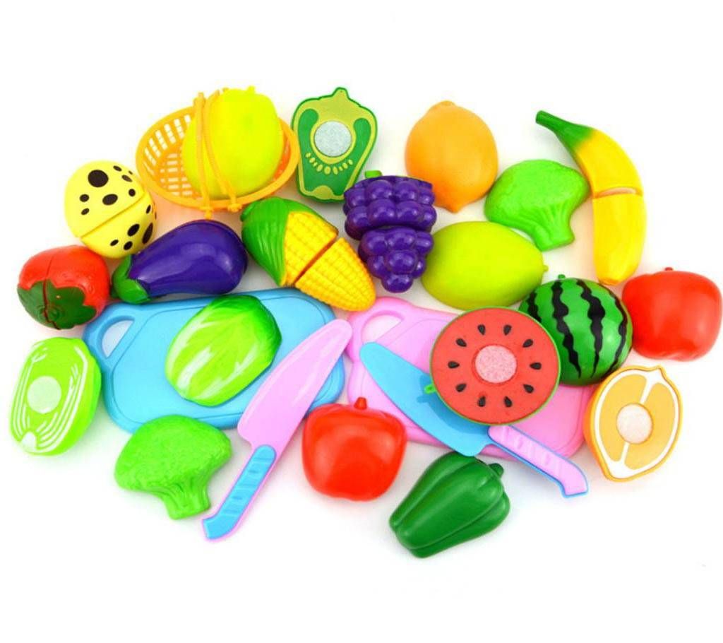 Play Kitchen Fruit Vegetable Food Toy Cutting Set - 18 Pcs