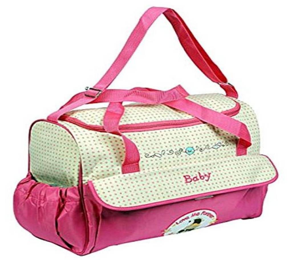Multifunction Baby Diaper Bag - Pink and Brown