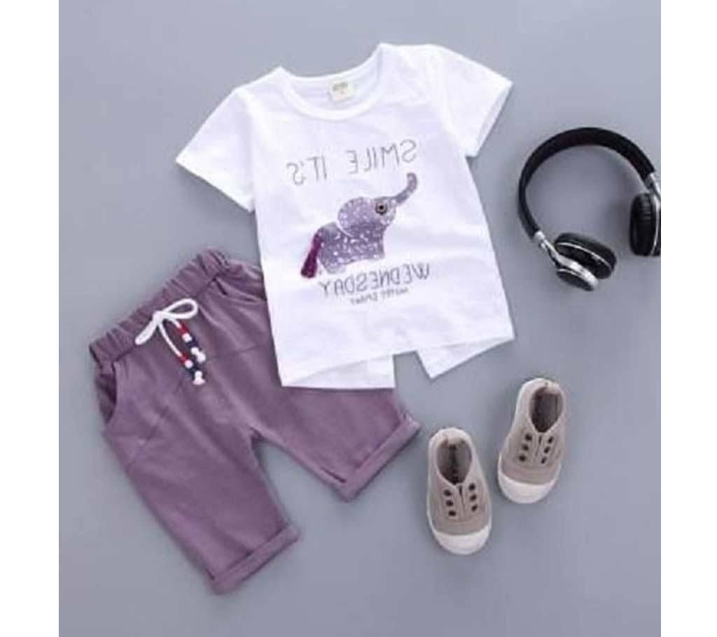 2 Years Baby Boy Summer Dress White with Dark Magenta
