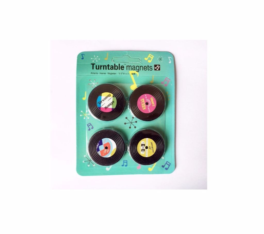 4pcs Cute Disc Record Fridge