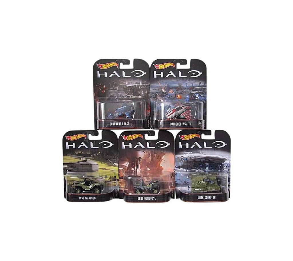 Hot Wheels Combo of 5 Metal Retro Entertainment Halo Toy Car - Multi Color