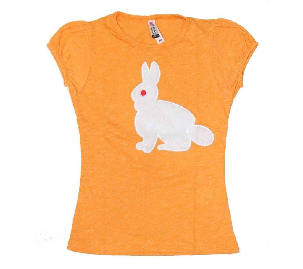 Orange Khargosh Tshirt For Girls