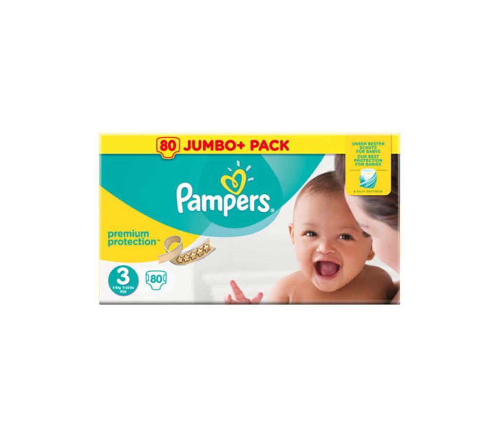 Pampers Jumbo Premium Protection-3 (6-10)kg 80pcs(UK)