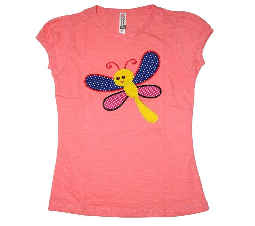 Pink Foring Cotton Girls Tshirt