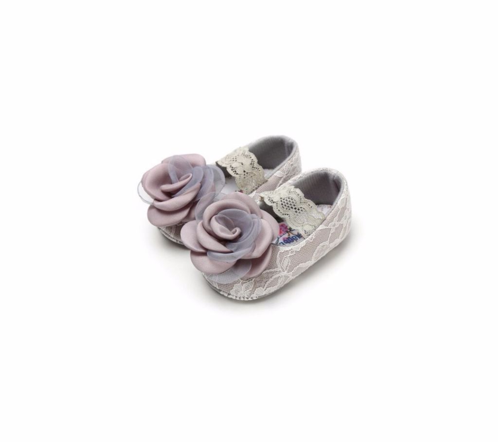   Flower Anti-slip Soft Soled Newborn Baby Girls Shoes For (6-12 Months Baby)