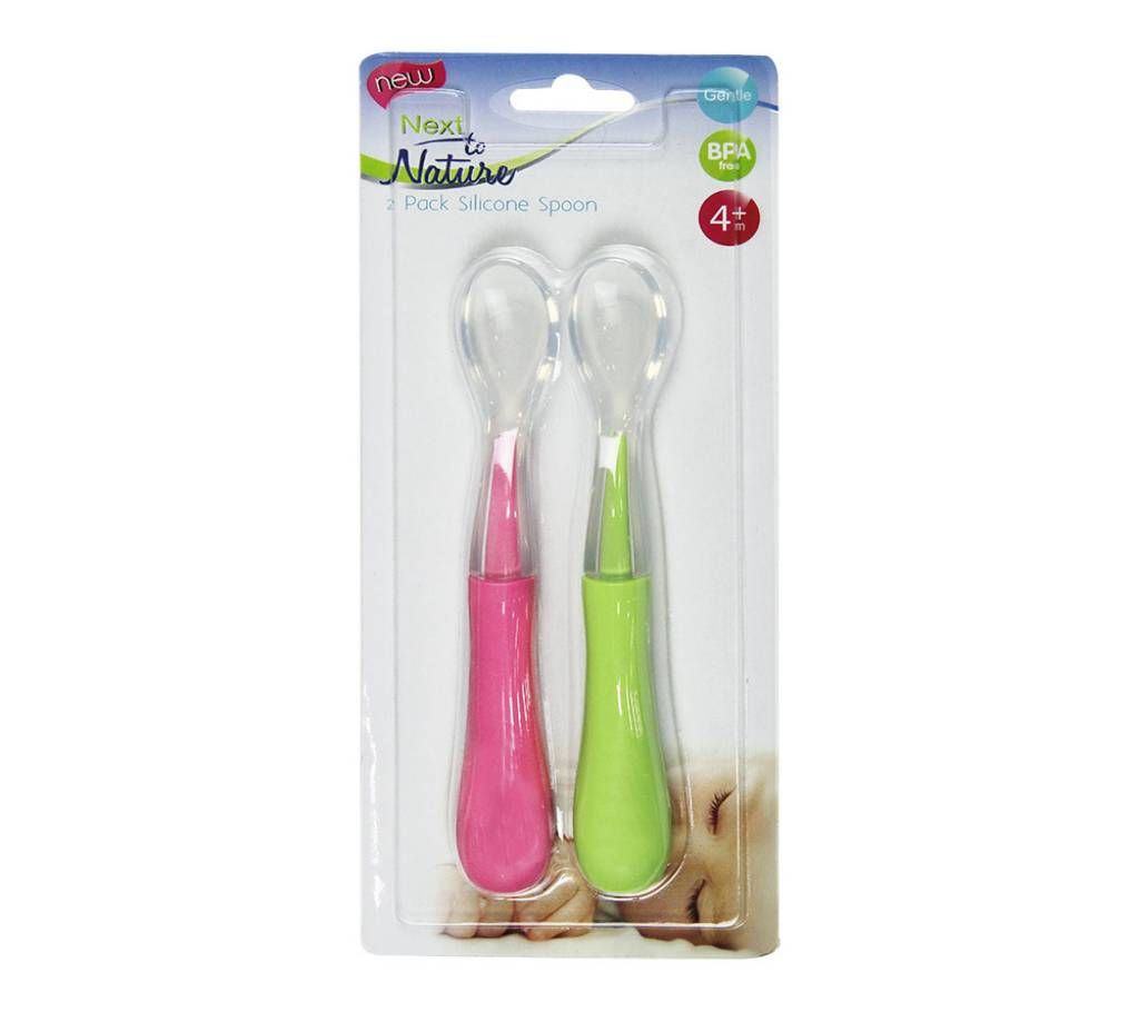 Next to Nature 2 Pack Pink Silicone Spoon