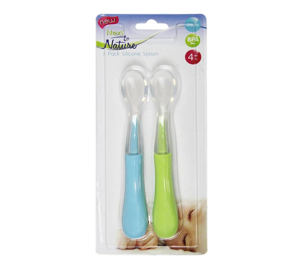 Next to Nature 2 Pack Sky Blue Silicone Spoon