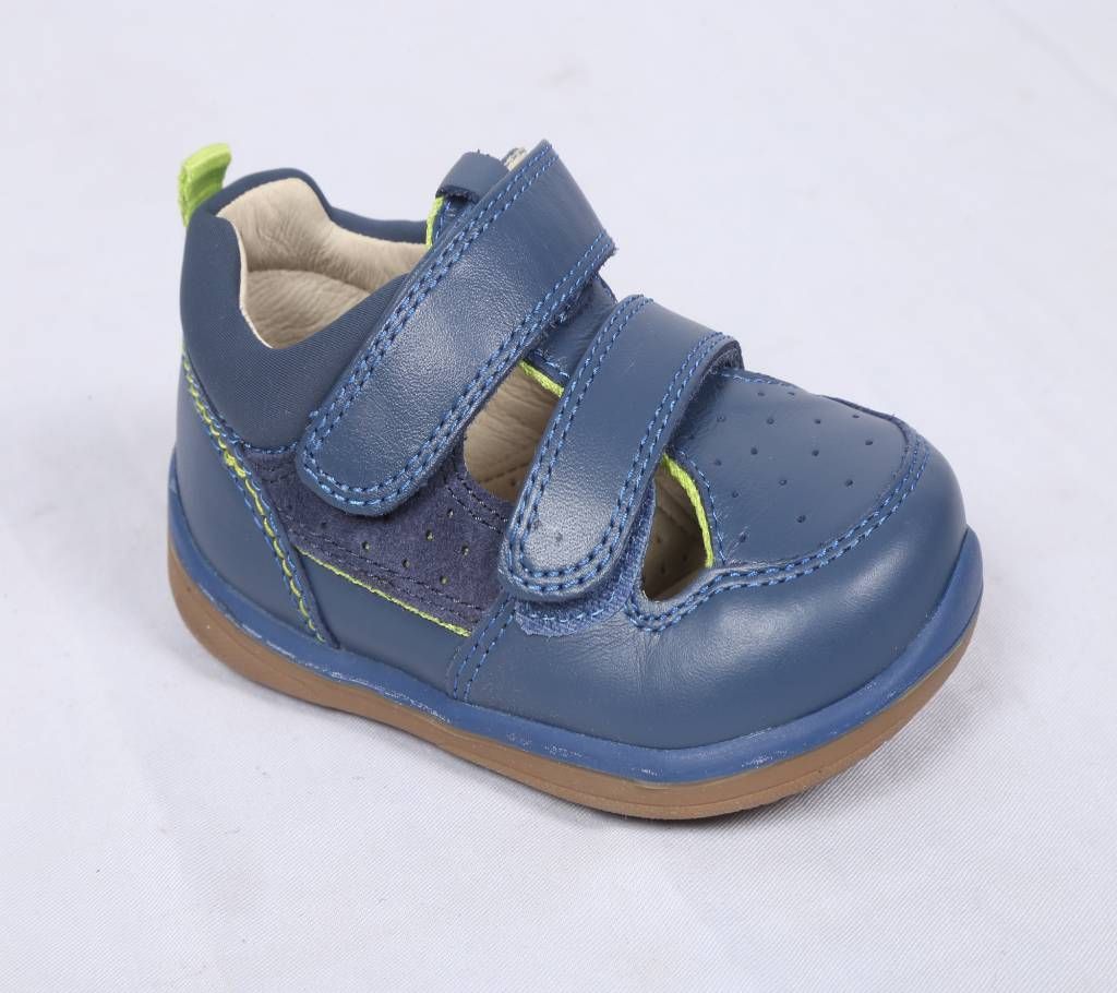 Kid's Blue Closed Leather Sandals