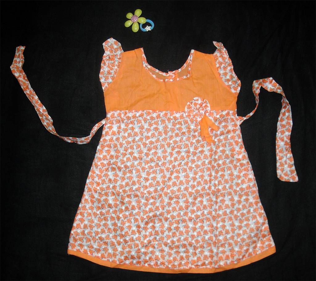 Orange Printed Cotton Frock