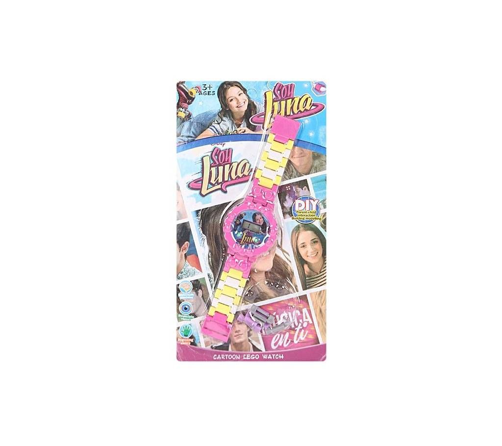 Plastic Digital Watch for Girls - White and Pink