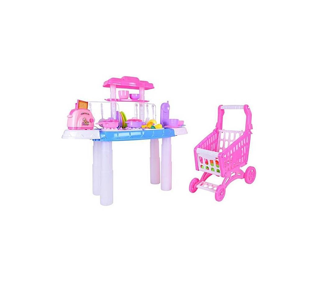 Trolley Shopping Cart Toy for Kids - Pink