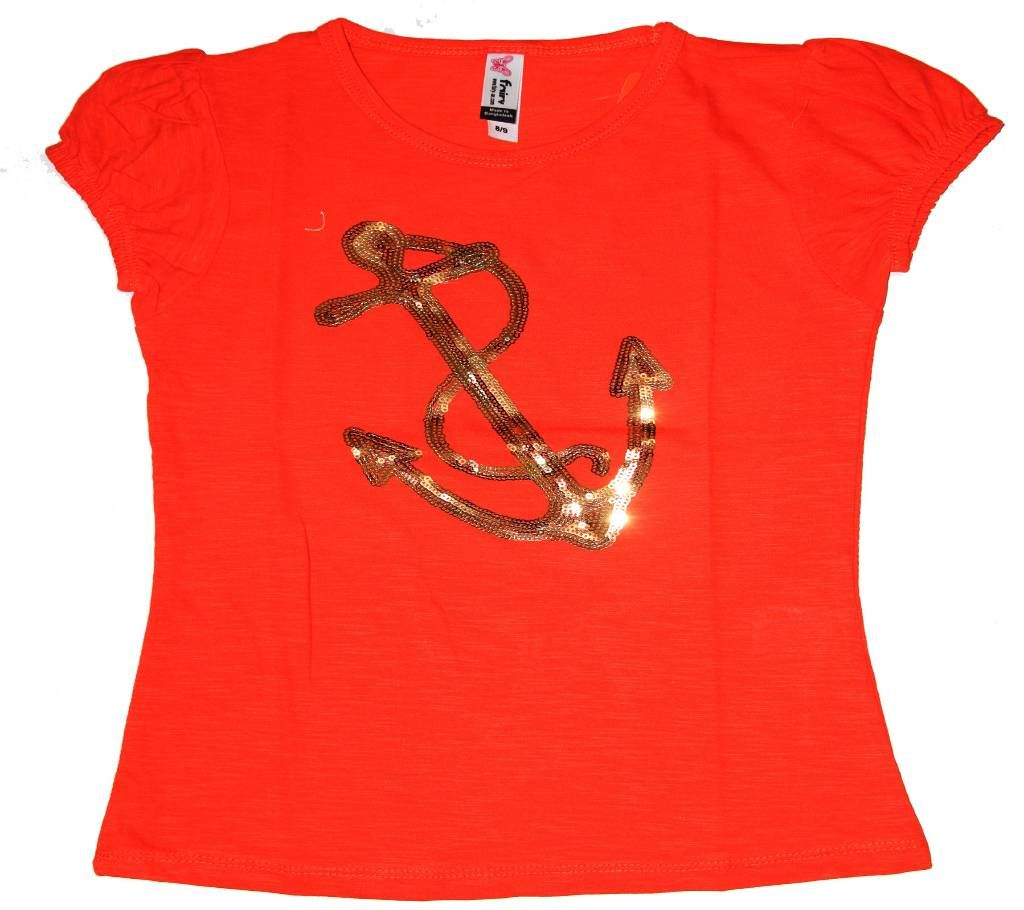 Deep Orange Anchor Girls T-Shirt