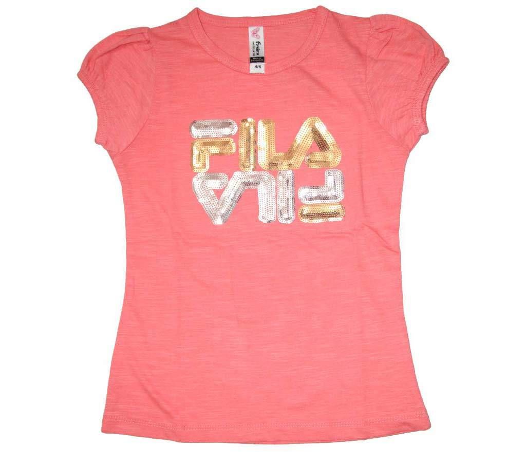 Light Pink Fila Cotton Girls T shirt