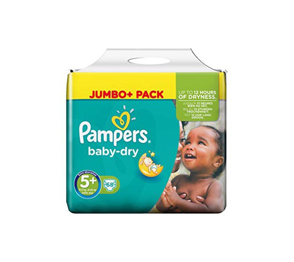 Pampers Jumbo Baby Dry-5+(Taped) (12-17)kg,68pcs(UK)