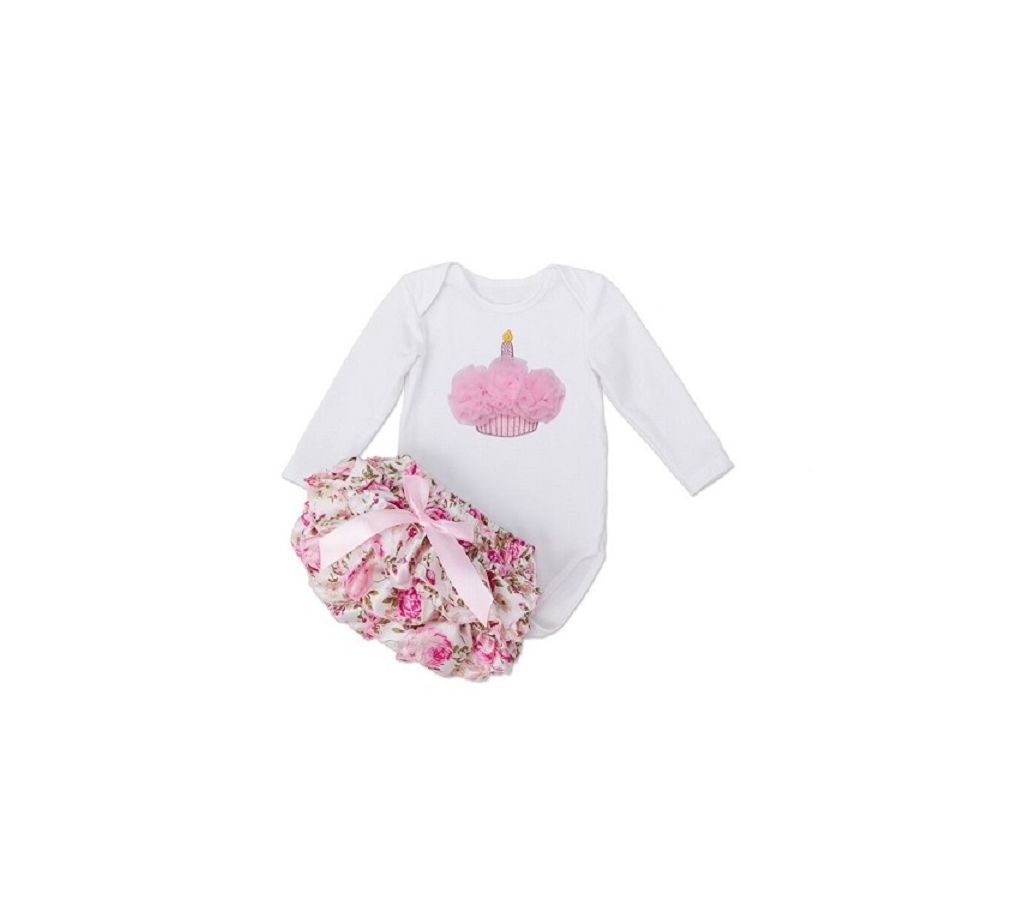 Baby Party Dress - Birthday Cake Design  Pink