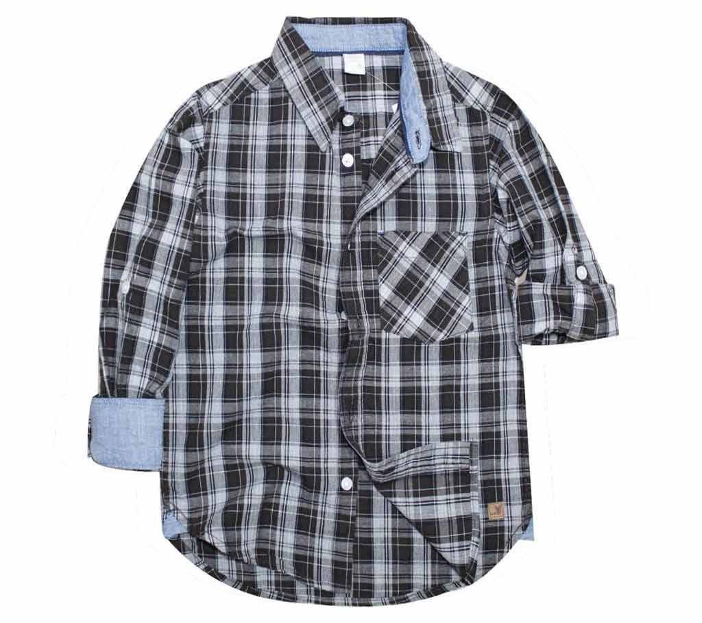 Coffee color cotton long Sleeve boyz shirt