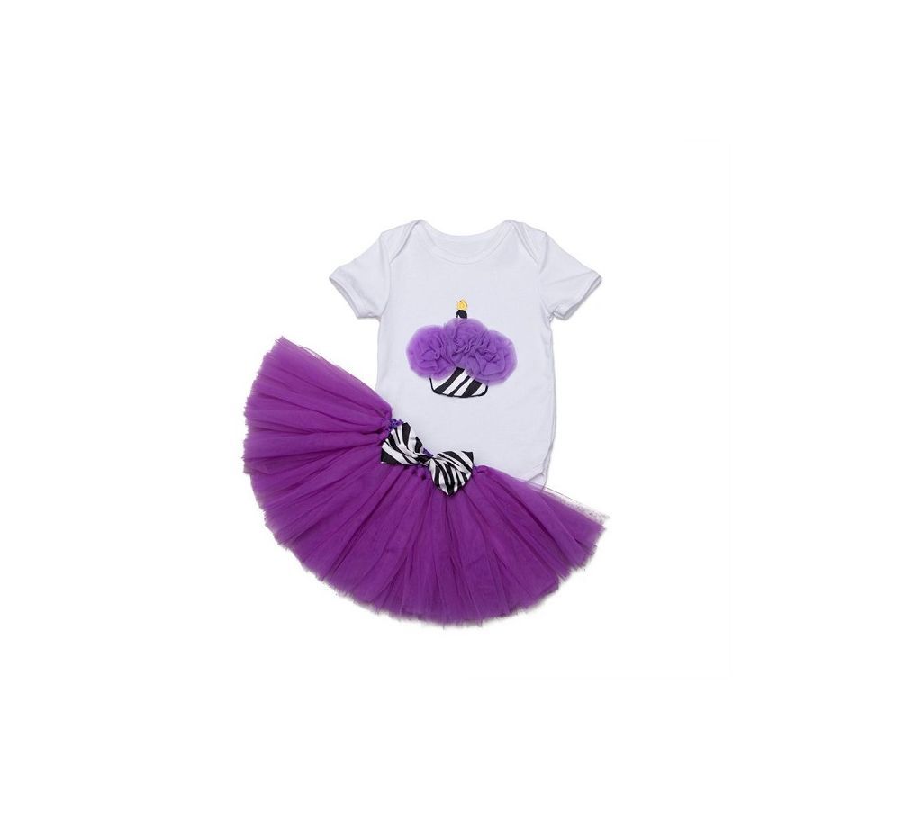 Baby Party Dress  Birthday Cake Design  Purple