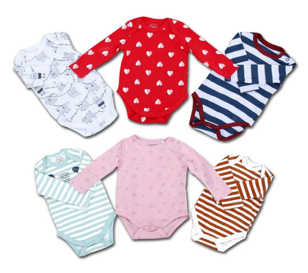 6pcs Assorted Baby Body Suit