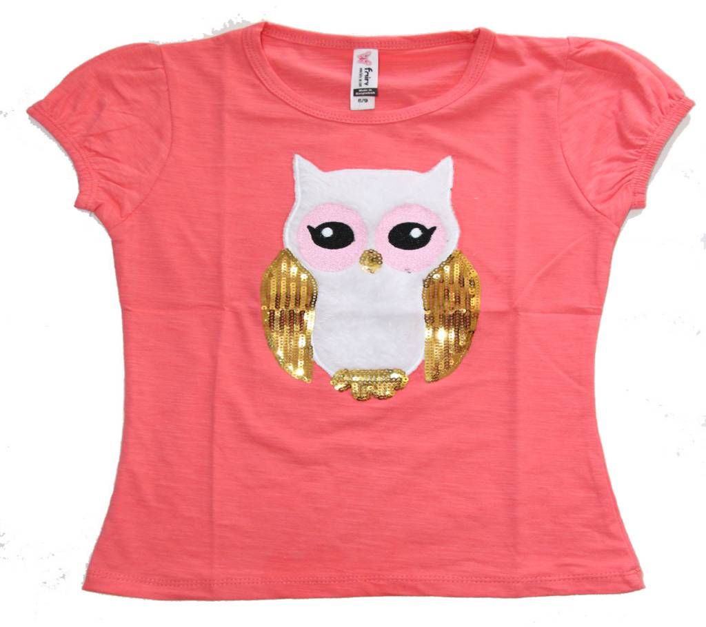 Light Pink Owl Girls T-Shirt