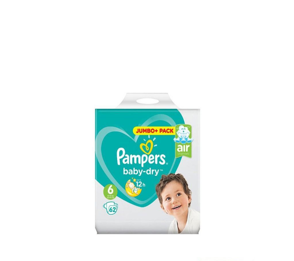 Pampers Jumbo Baby Dry-6(Taped)(13-18)kg,62pcs(UK)