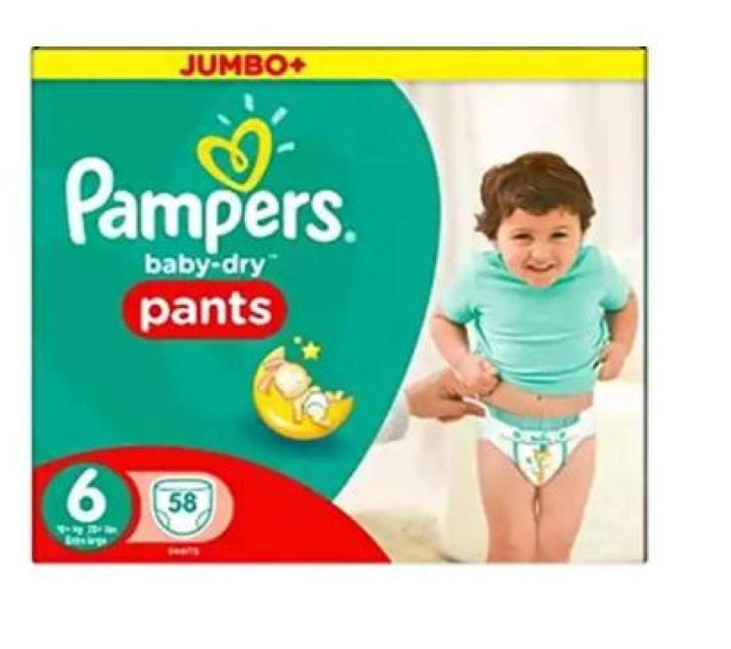 Pampers Baby Dry Size 6 Jumbo Plus Pack Pants 15+ kg(UK) 52 pcs