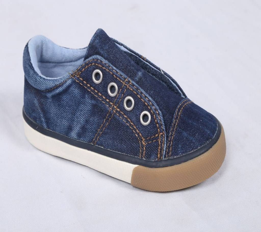 Boy's Blue Denim Laceless Shoes