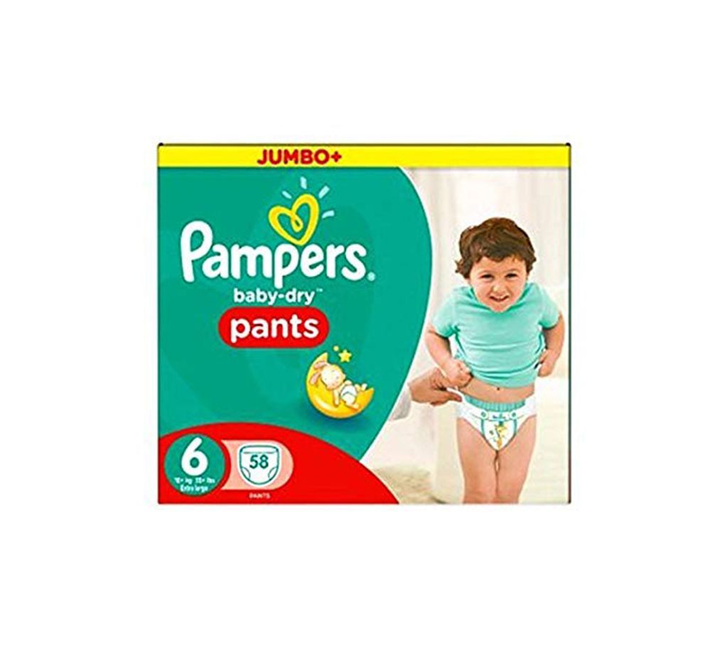 Pampers Jumbo Baby Dry-6(Pant System)15+kg,58Pcs(UK)