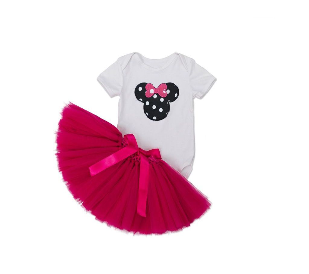 Baby Party Dress  Micky Mouse Shape  Pink