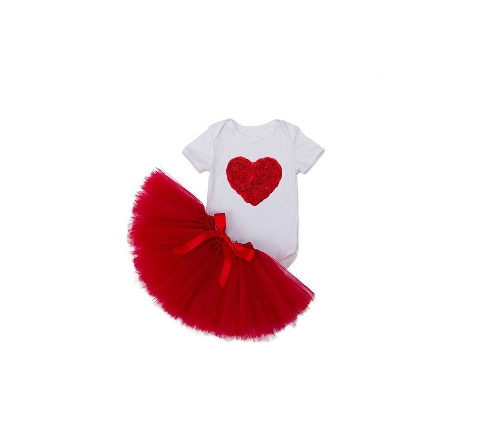 Baby Party Dress  Love Shape - Red