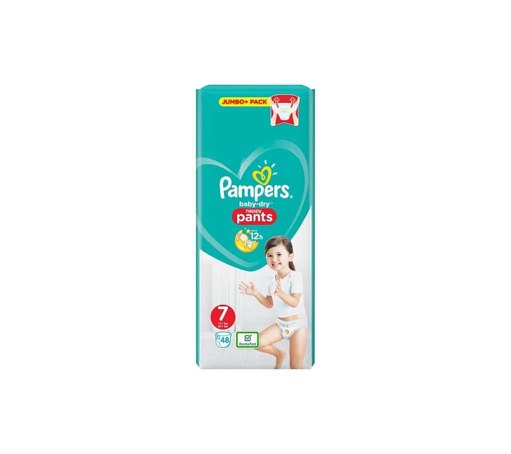 Pampers Baby Dry Pants Size 7 Jumbo 17+kg (48 Piece)