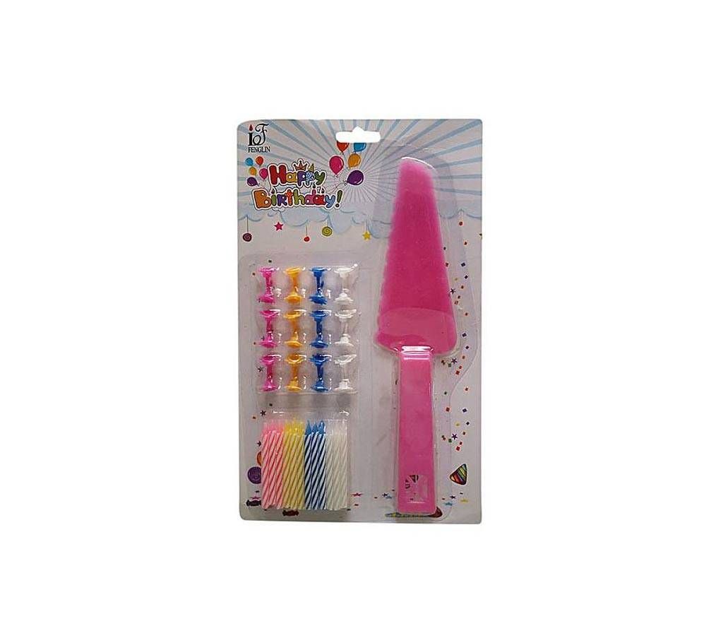 Birthday Candles & Cake Cutter - Multi-color