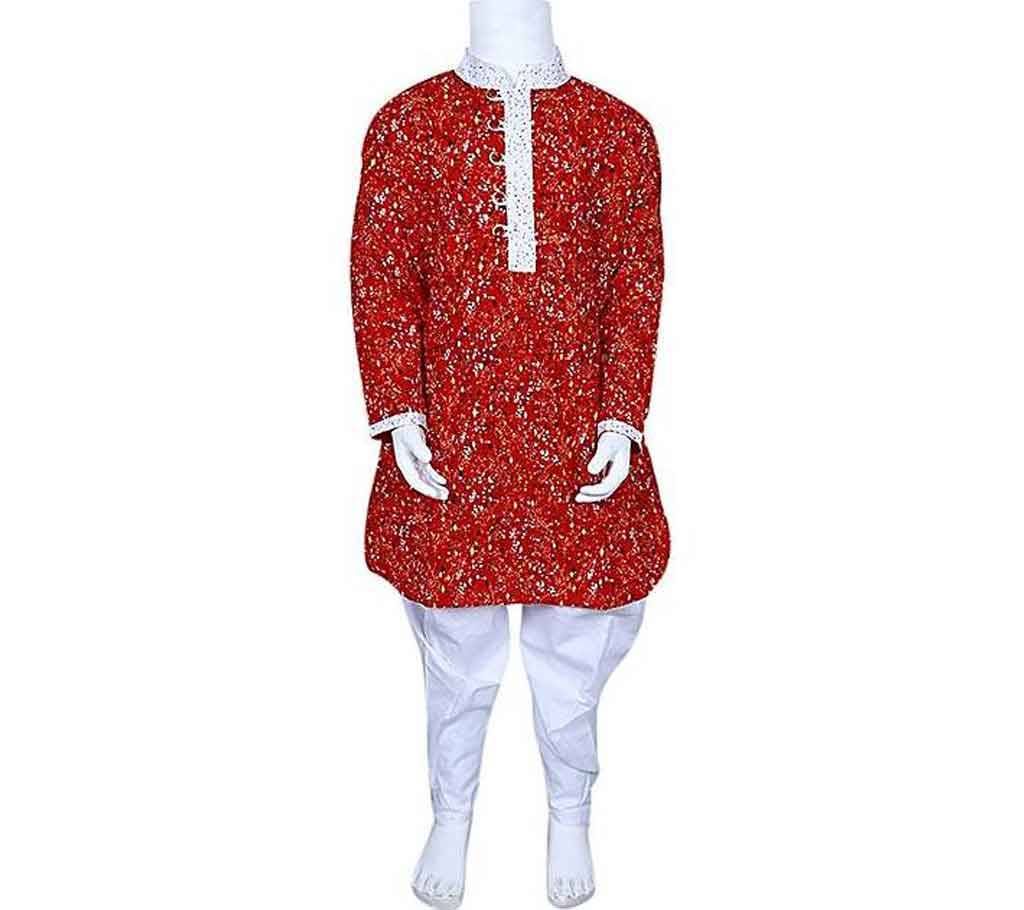 Red Cotton Panjabi Set for Boys