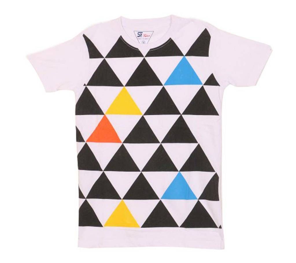 Boys Triangle Printed Half Sleeve Cotton T-Shirt