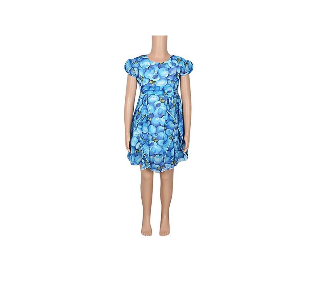 Blue Georgette Frock For Girls