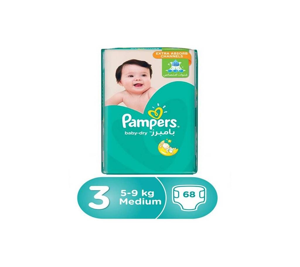 PAMPERS ACTIVE Baby Dry Diapers Size -3, 5-9 kg (68 Piece)