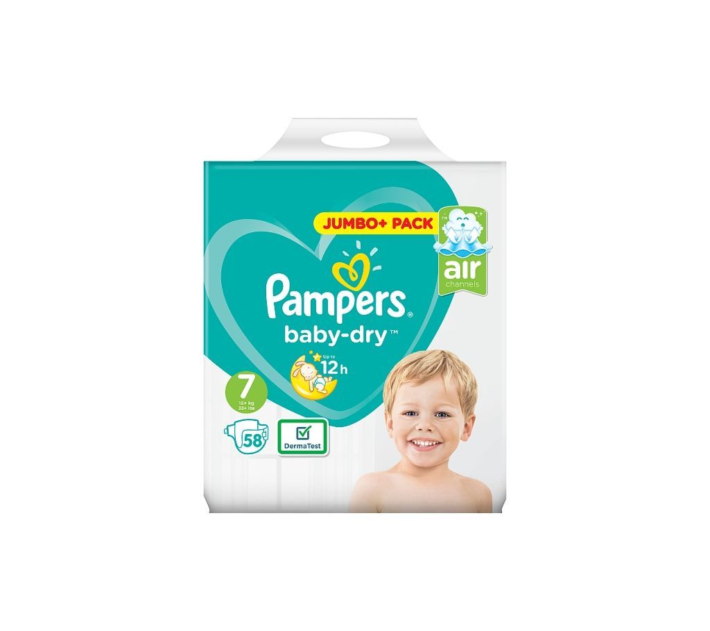 Pampers Baby Dry-7 (Taped)15+kg, 58pcs UK
