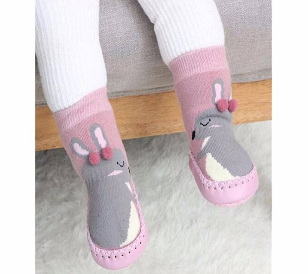 Cotton Cute Soft Toddler Indoor Rubber Soles  Baby Sock Shoes