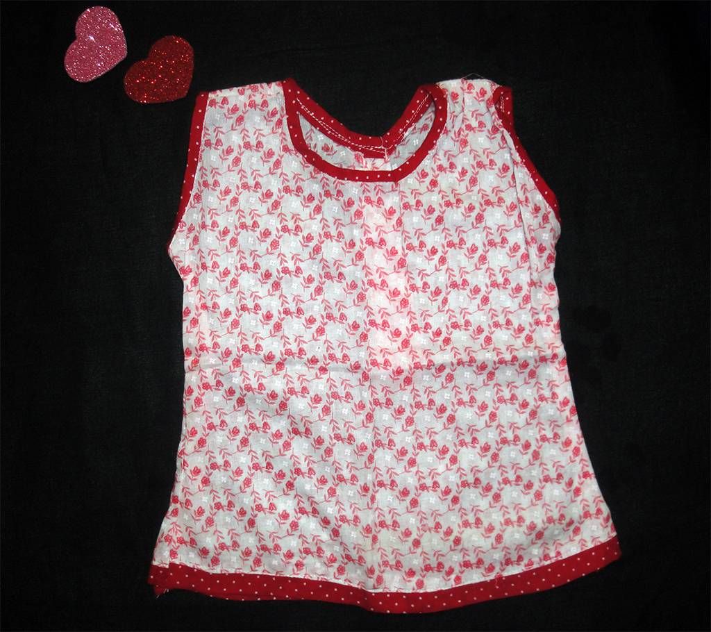 Red and White Printed Cotton Nima