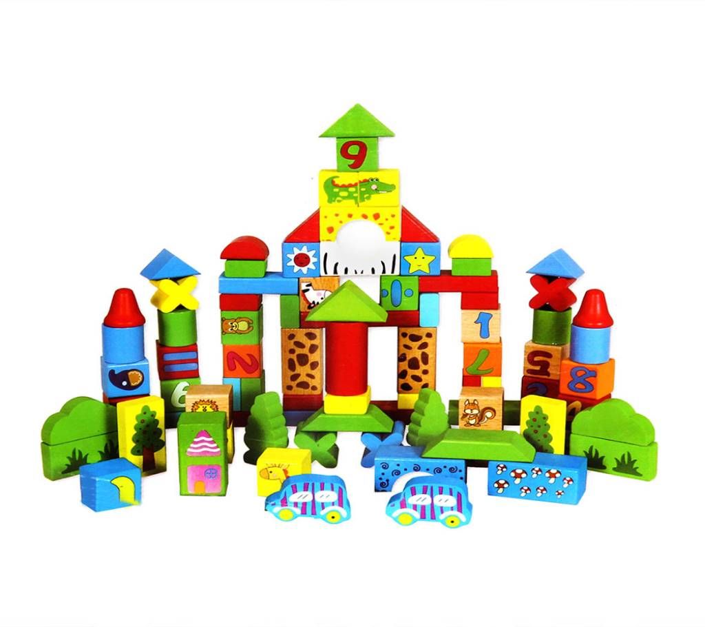 Animal Digital  Printing Blocks Wooden Learning Toys For Kids