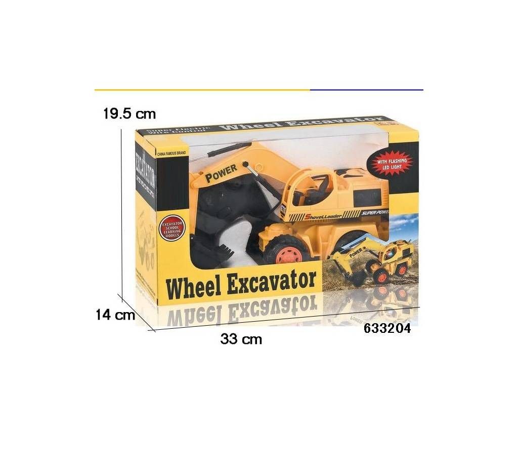 Plastic Super Electric Wire Control Wheel Excavator Toy - Yellow  500 g