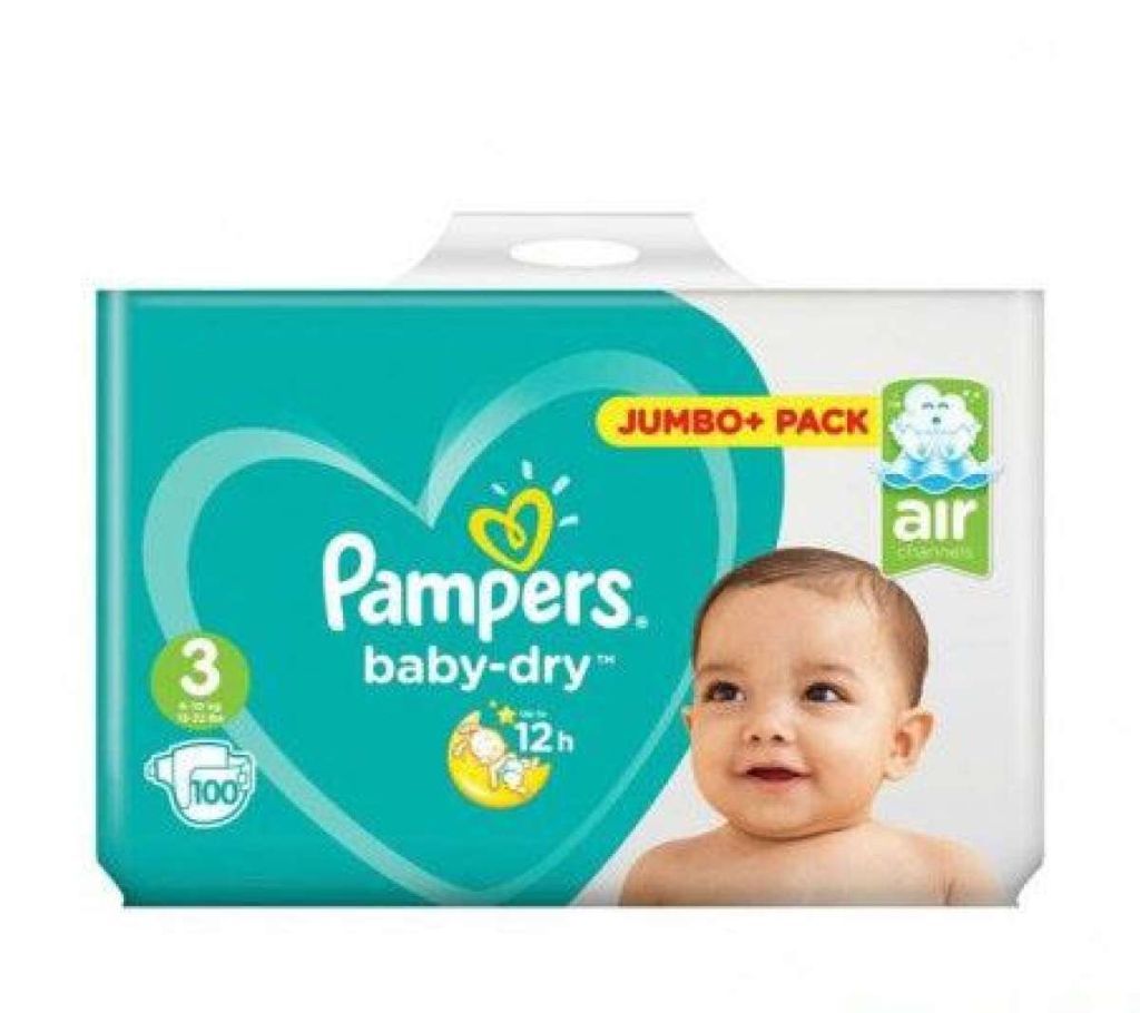 Pampers -03 Baby 06-10 kg (100 Jumbo Pack)