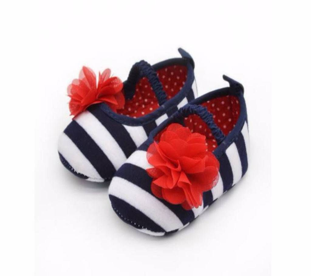 Red Flowers  Baby Girls Soft Shoes
