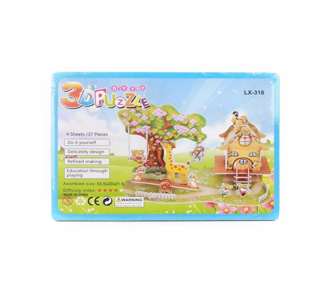 3D DIY Garden Bungalow Puzzle Children Hand-make Cute Jigsaw Toys Baby Early Educational Toy Parent-child Games As Gift