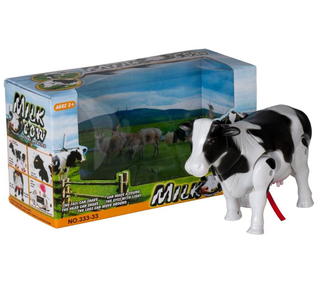 Battery Operated Milk Cow Toy - Black and White
