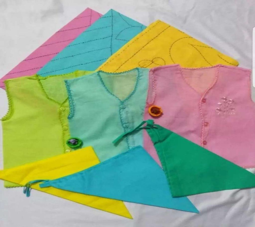 New Bron Baby Katha, Nima and Nappy set-Multi color