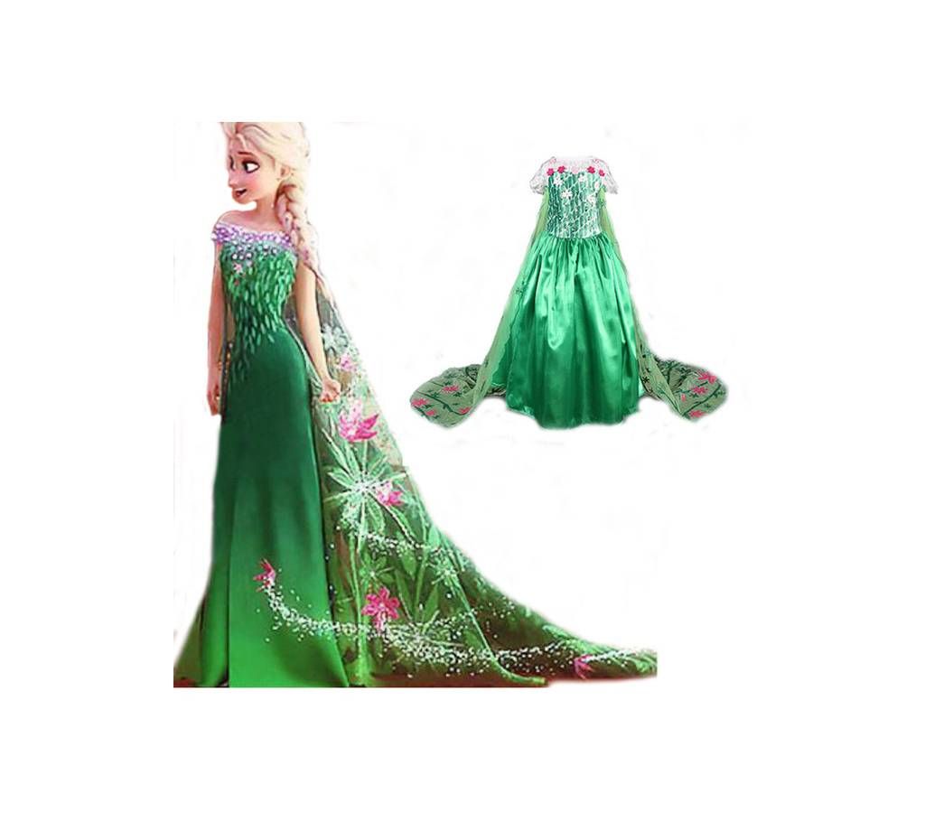 Queen Elsa (Green) Dress for Kids