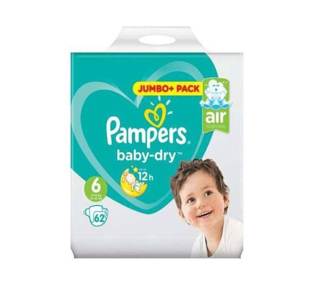 Pampers Baby Dry Nappies Size 6 Jumbo Pack 62 per pack(UK)